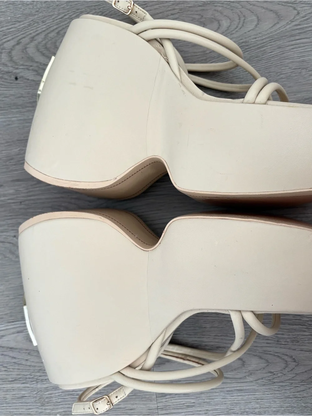 NAKED WOLFE Beige Platform Strappy Women’s Sandals